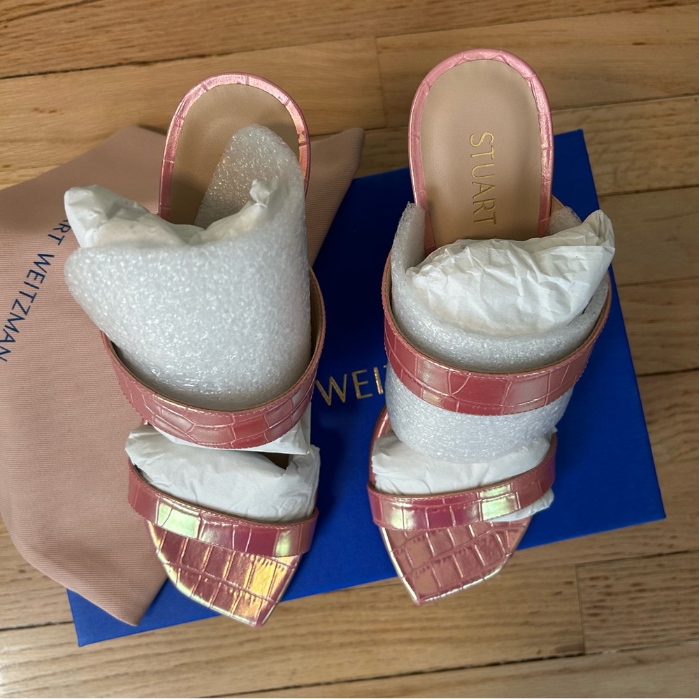 NWB Stuart Weitzman Women's Kristal Sandals pink heels size 38 7.5B - Picture 5 of 15